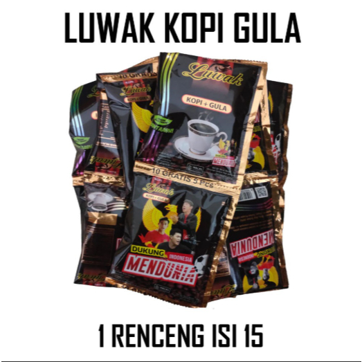 

Kopi LUWAK HITAM Kopi + Gula ( 1 gantung isi 15 bungkus )