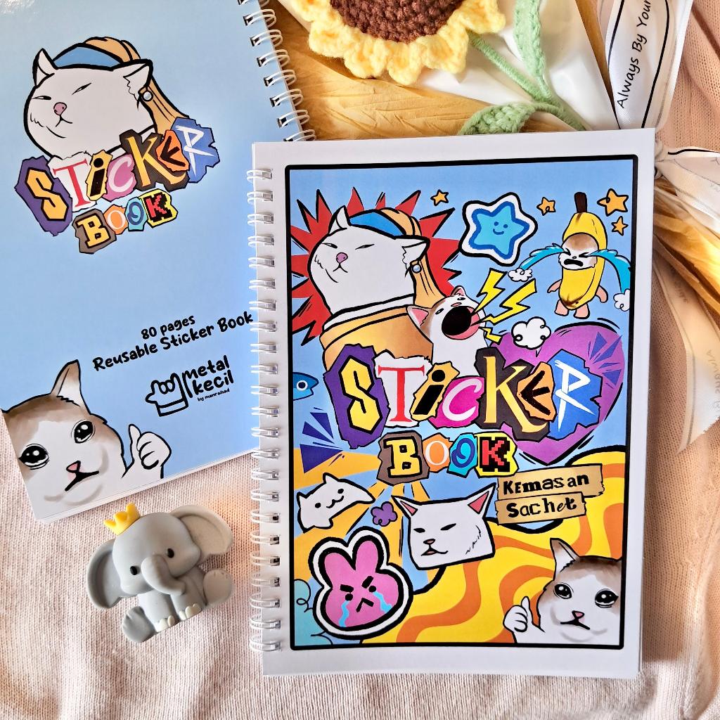 

METAL KECIL Sticker Book PUTIH | Buku Koleksi Sticker A5 | Reusable Sticker Book 80 Halaman