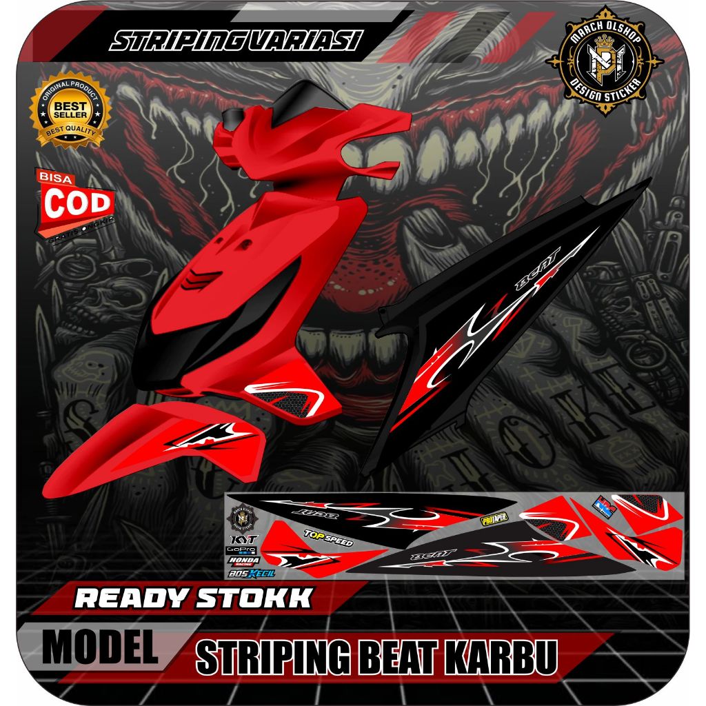 STRIPING BEAT KARBU VARIASI SIMPLE STICKER MOTOR BEAT KARBU VARIASI VRANGKY