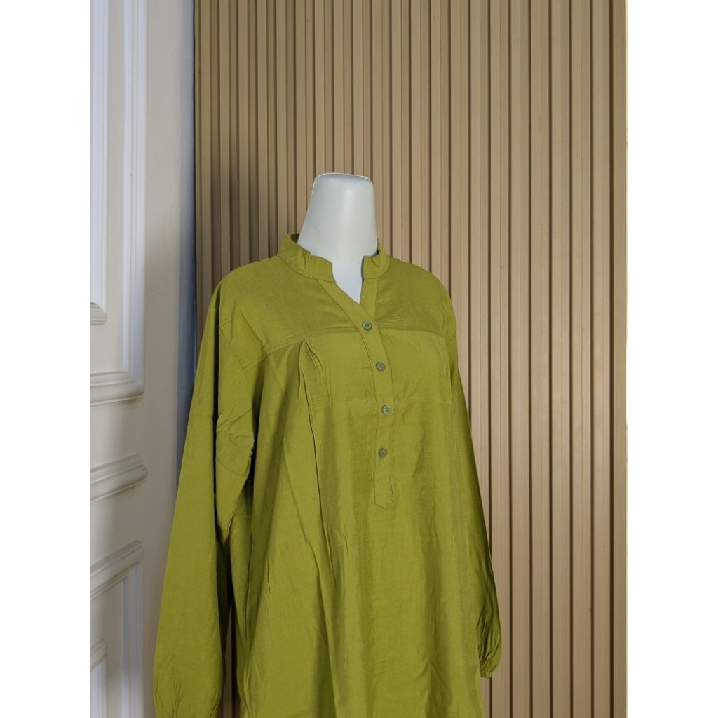 (COD) Blus Atasan Wanita Blouse Katun Viscose Kemeja Wanita Hijau Alpukat Avocado | Kemeja Lengan Pa