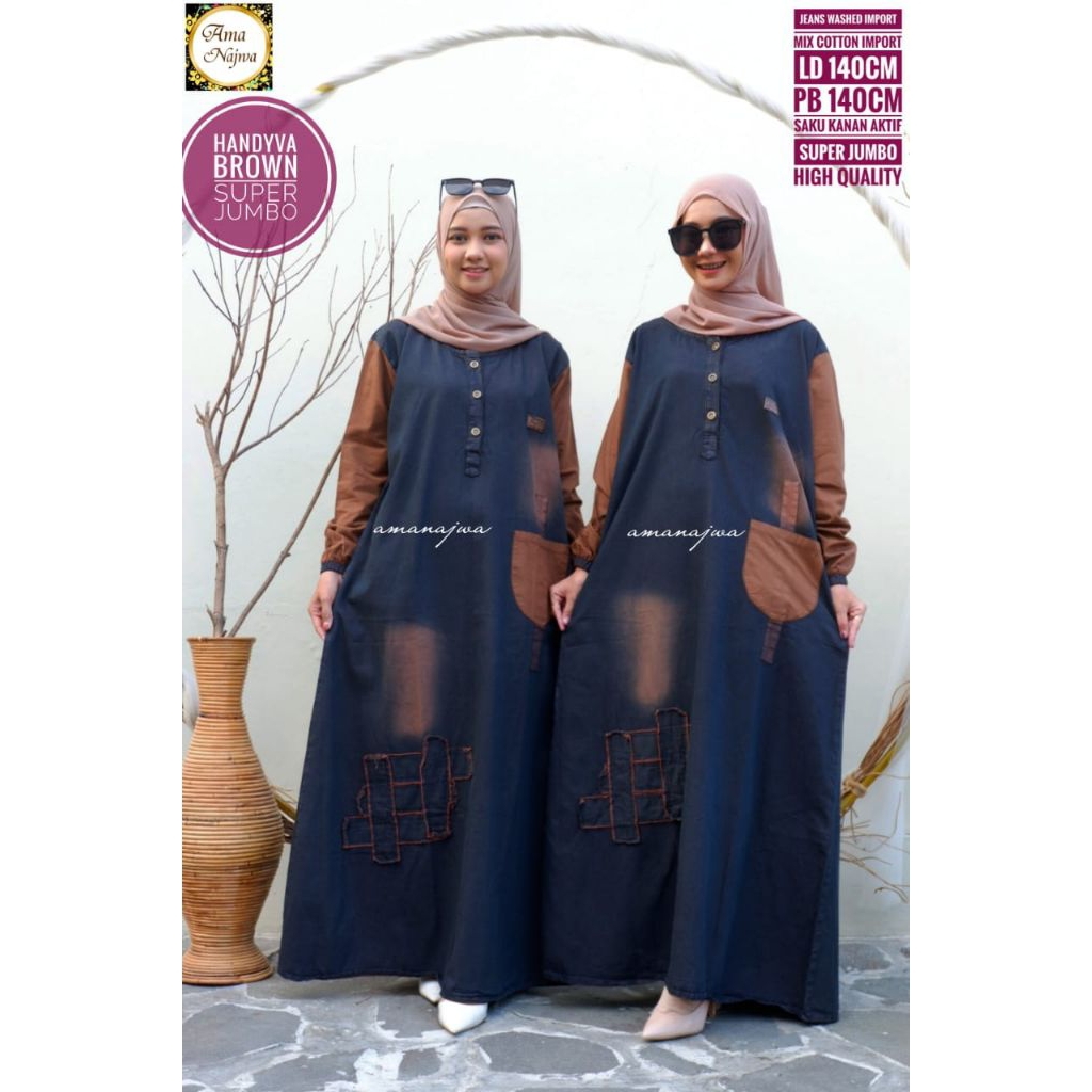 JUMBO LD 130 dan LD 140 cm HANDYVA GAMIS BAJU WANITA BY AMANAJWA