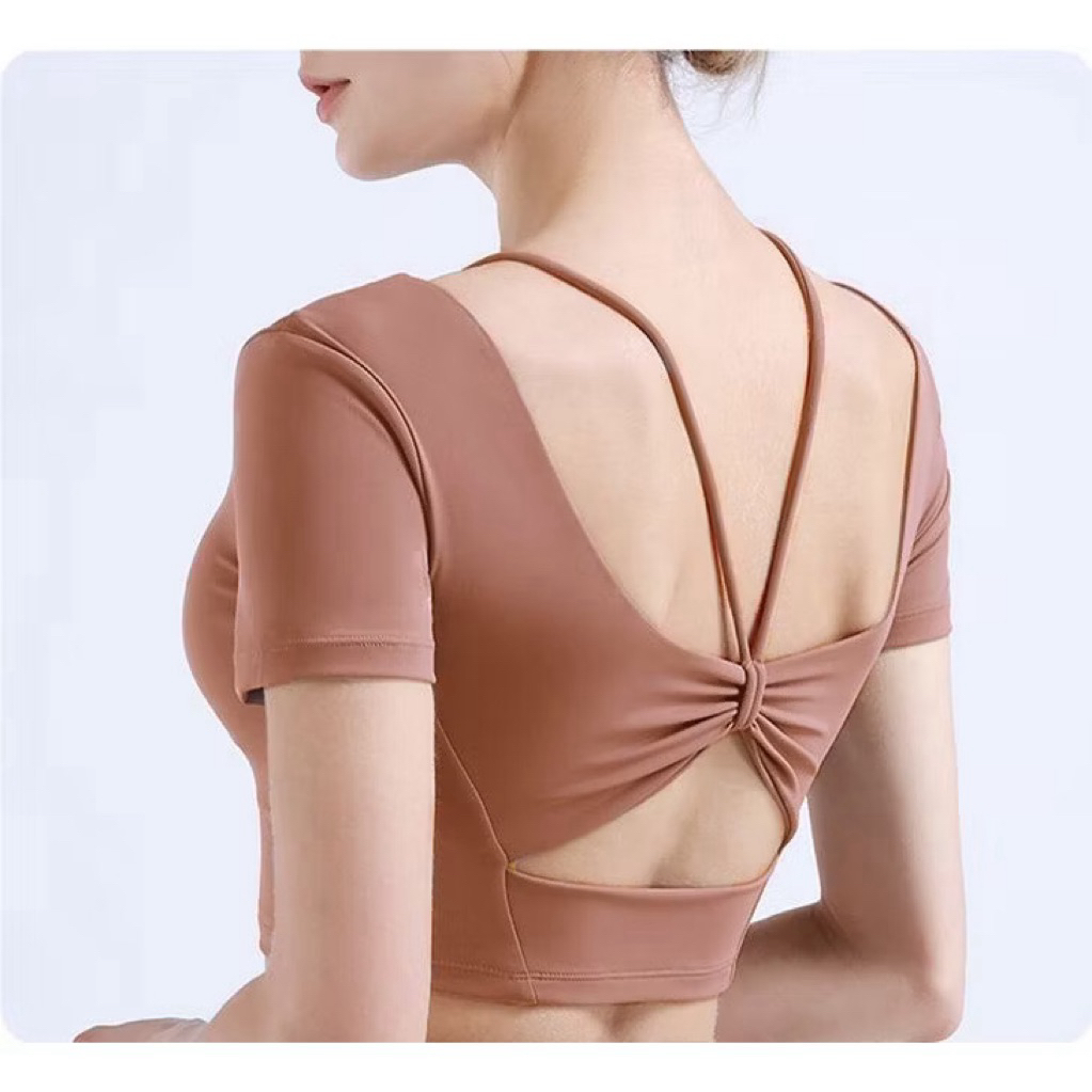 INSPORT - Baju Crop Top Olahraga Yoga Sport Senam Pilates Zumba Short Sleeve Wanita 560