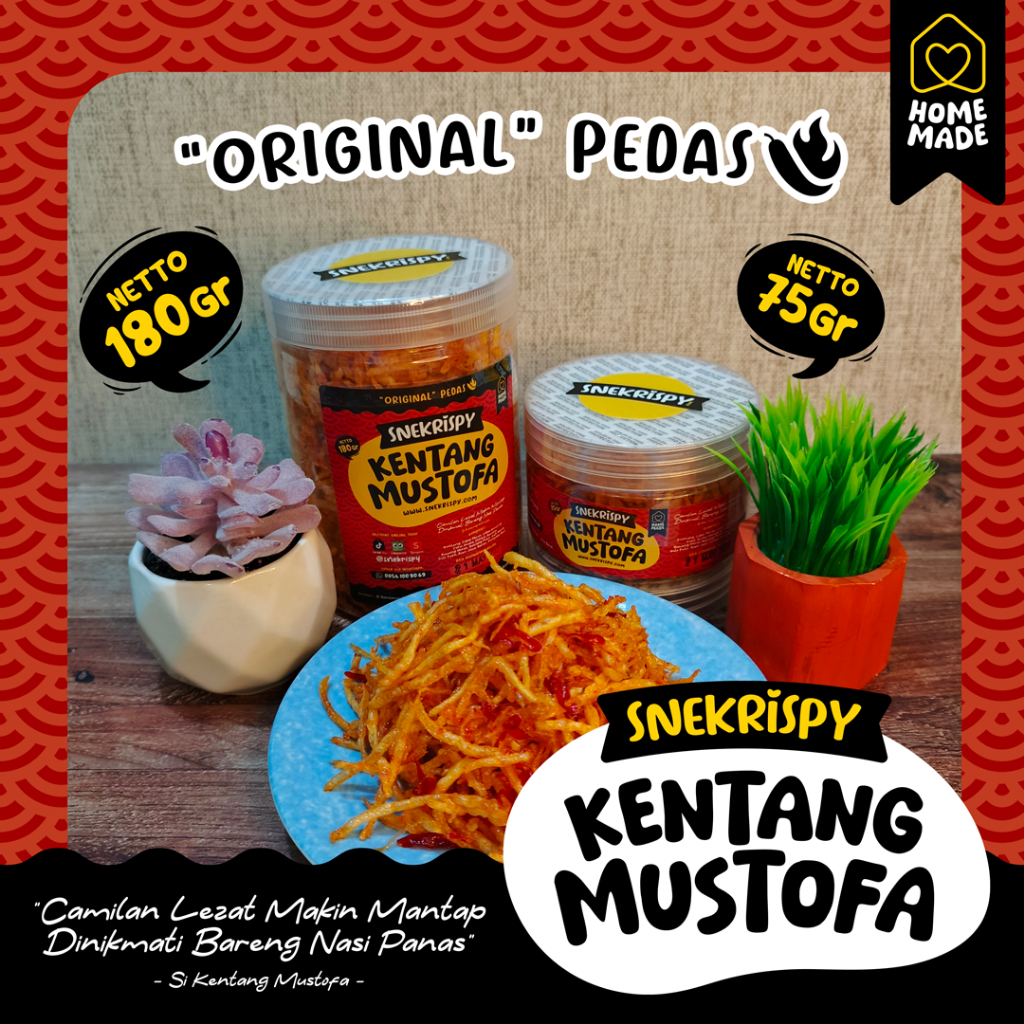 

Snekrispy Kentang Mustofa - ALL VARIAN: "ORIGINAL 170gr" PEDAS/TIDAK PEDAS & "KACANG 180gr" JERUK PEDAS