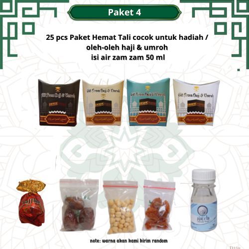 

paketan hemat coktur tali 25 pcs untuk oleh oleh haji dan umroh (isi air zamzam 50 ml)