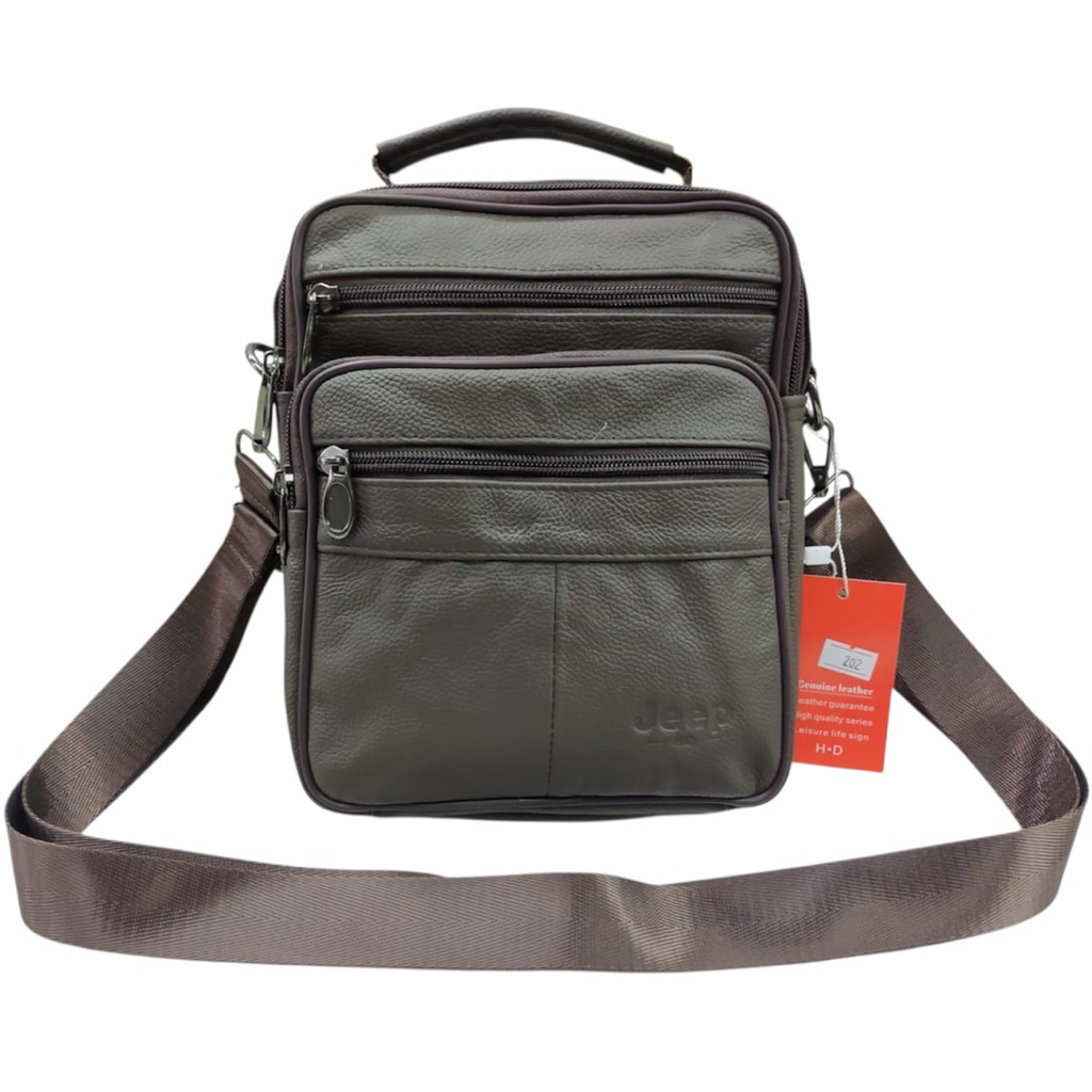 Tas selempang kulit pria tas selempang kulit sapi pria JEEP