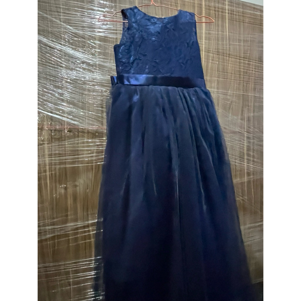 dress pesta biru navy anak perempuan