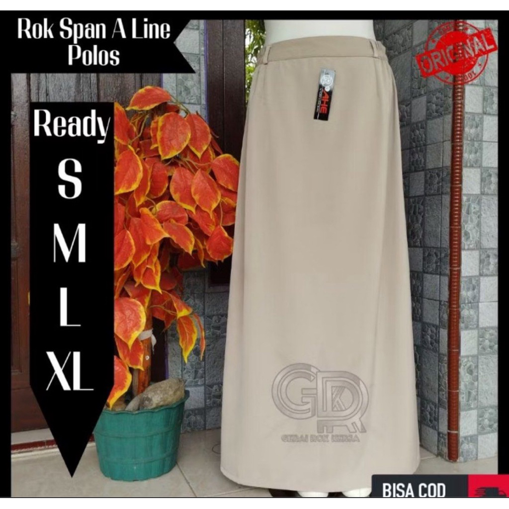 Rok Warna Cream Jumbo Rok Kerja Wanita Rok A Line Panjang Polos Formal Rok Santri