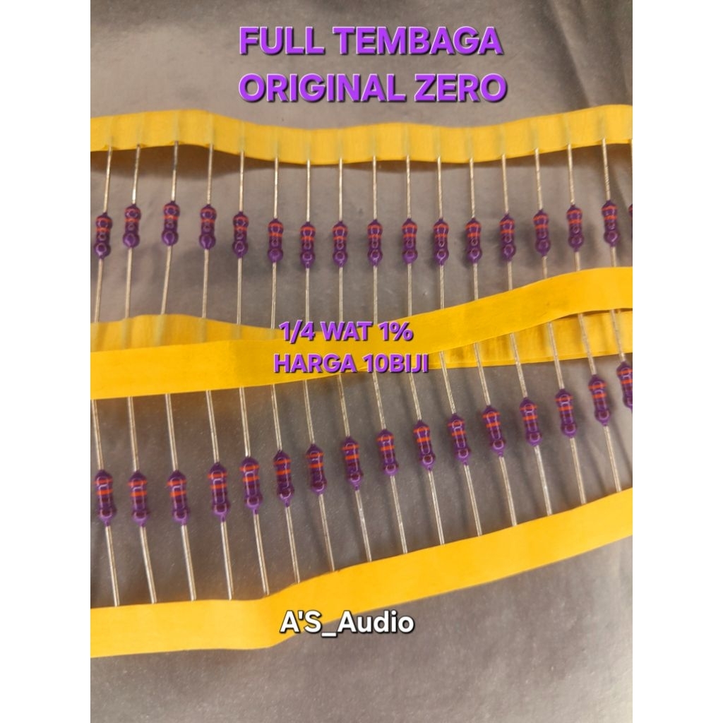 RESISTOR 75 OHM 1/4 WAT 75R 1% ORIGINAL ZERO FULL TEMBAGA RESISTOR UNGU.10BIJI