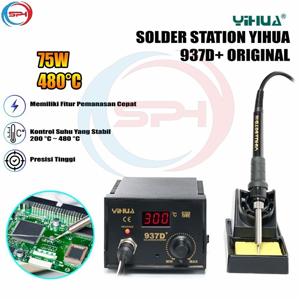 Yihua 937D+ Stasiun Soldering Digital dengan Kontrol Temperatur Presisi Tinggi