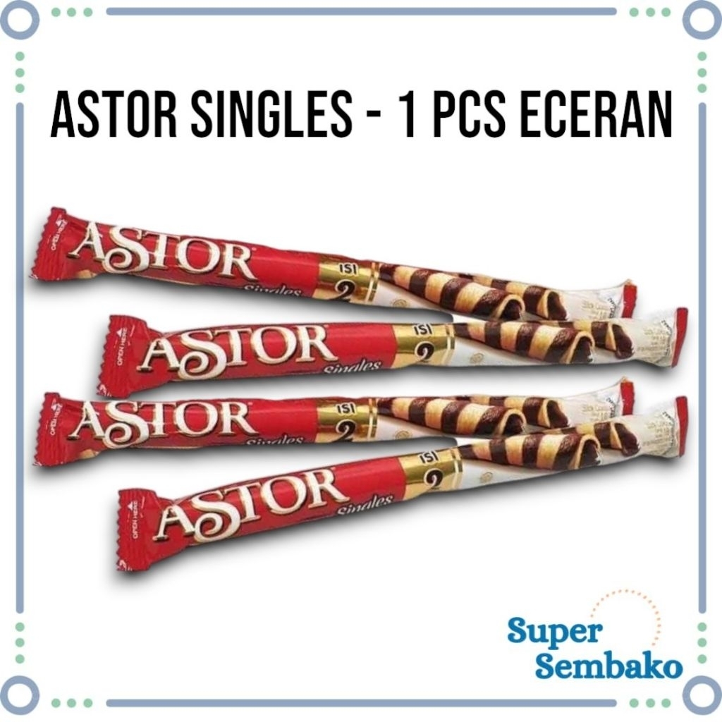 

Snack Wafer Stick Roll Astor Singles Cokelat 18g Eceran Per Pcs Bungkus