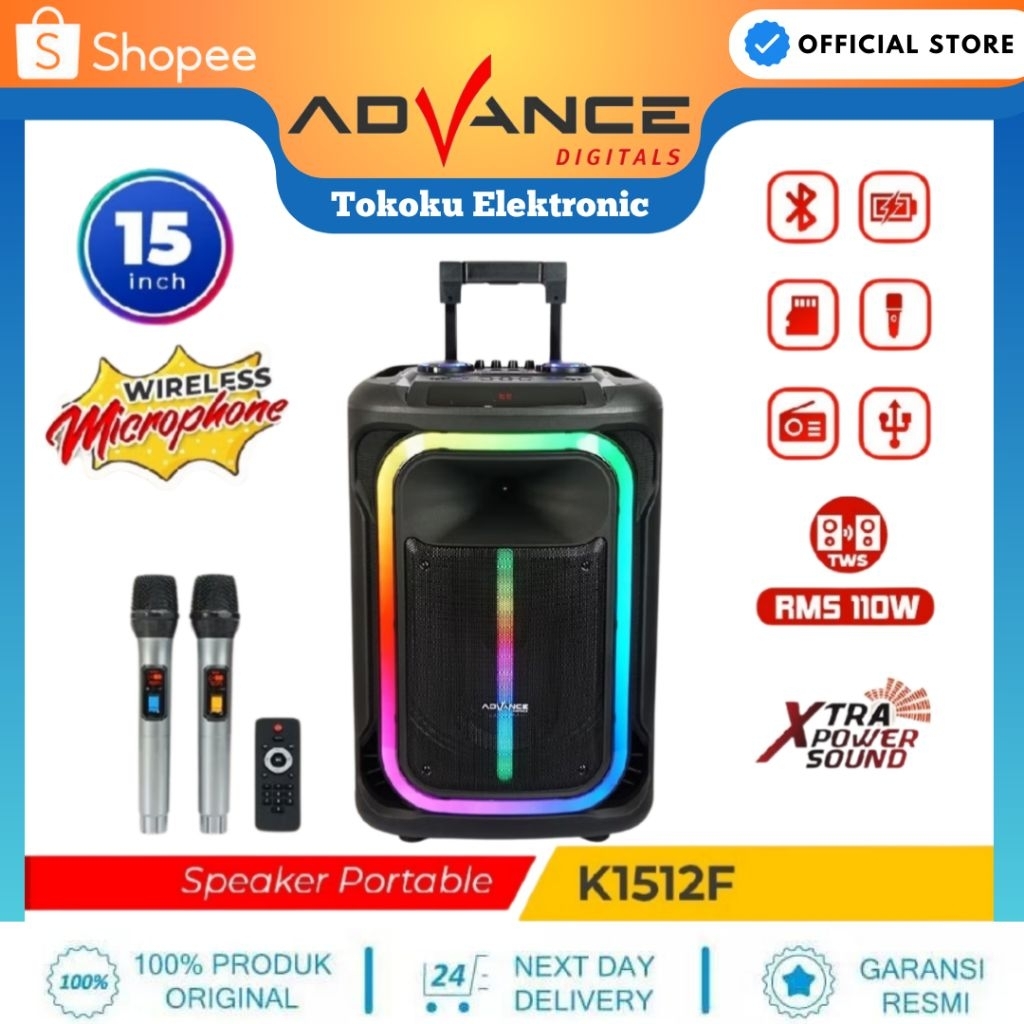 Speaker Advance K1512 F Full Bass Speaker meeting Speaker 15 inch 2 mic Garansi 1 Tahun