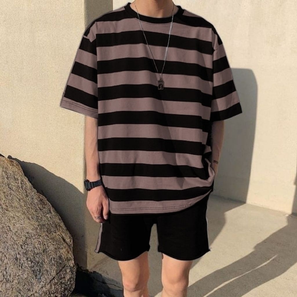 Baju Kaos Salur pria kaos terbaru kaos salur kaos garis kaos distro atasan pria kaos pria distro