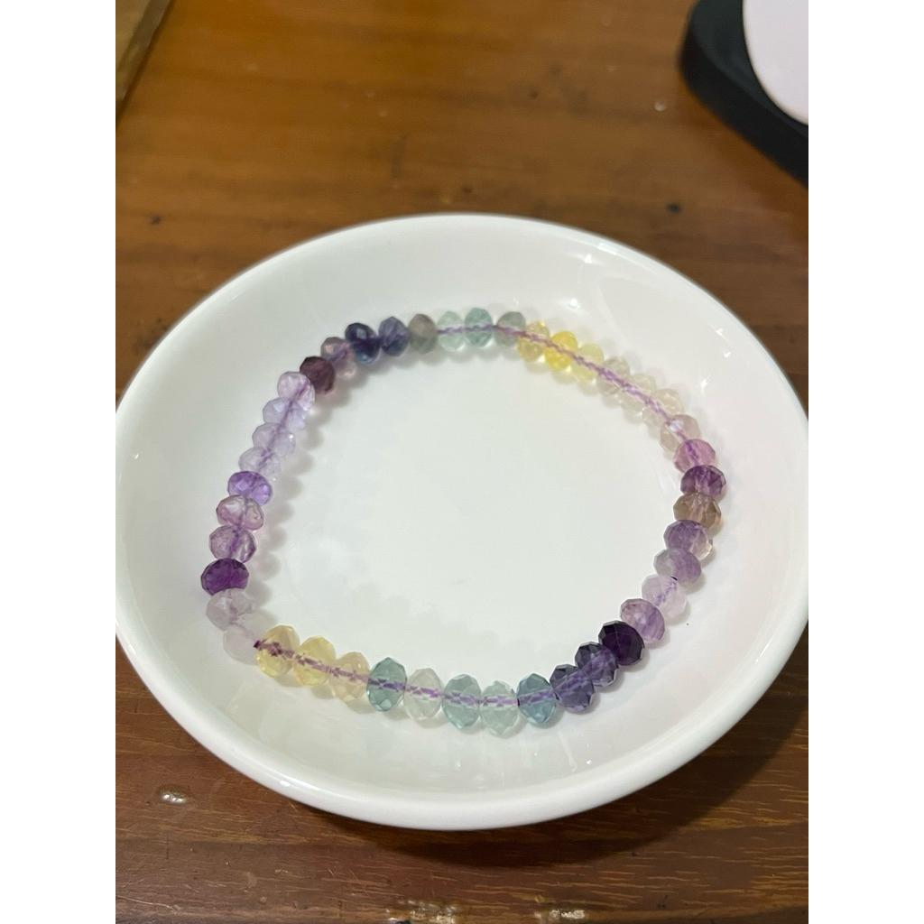Gelang Batu Alam Fluorite facet 6mm