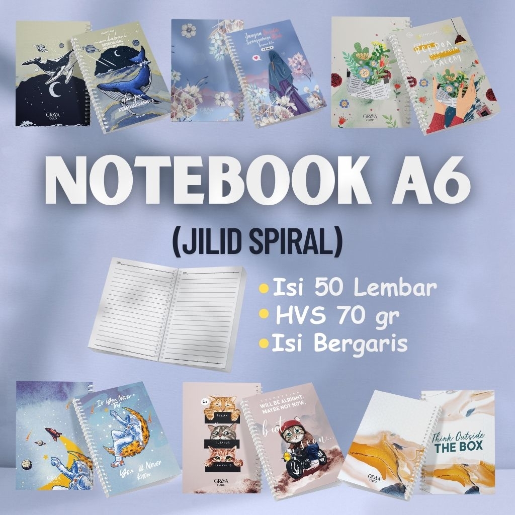 

NOTEBOOK A6 | BUKU CATATAN | BUKU JURNAL | BUKU TULIS | ISI 50 LEMBAR | COVER TEBAL | BUKU BERGARIS
