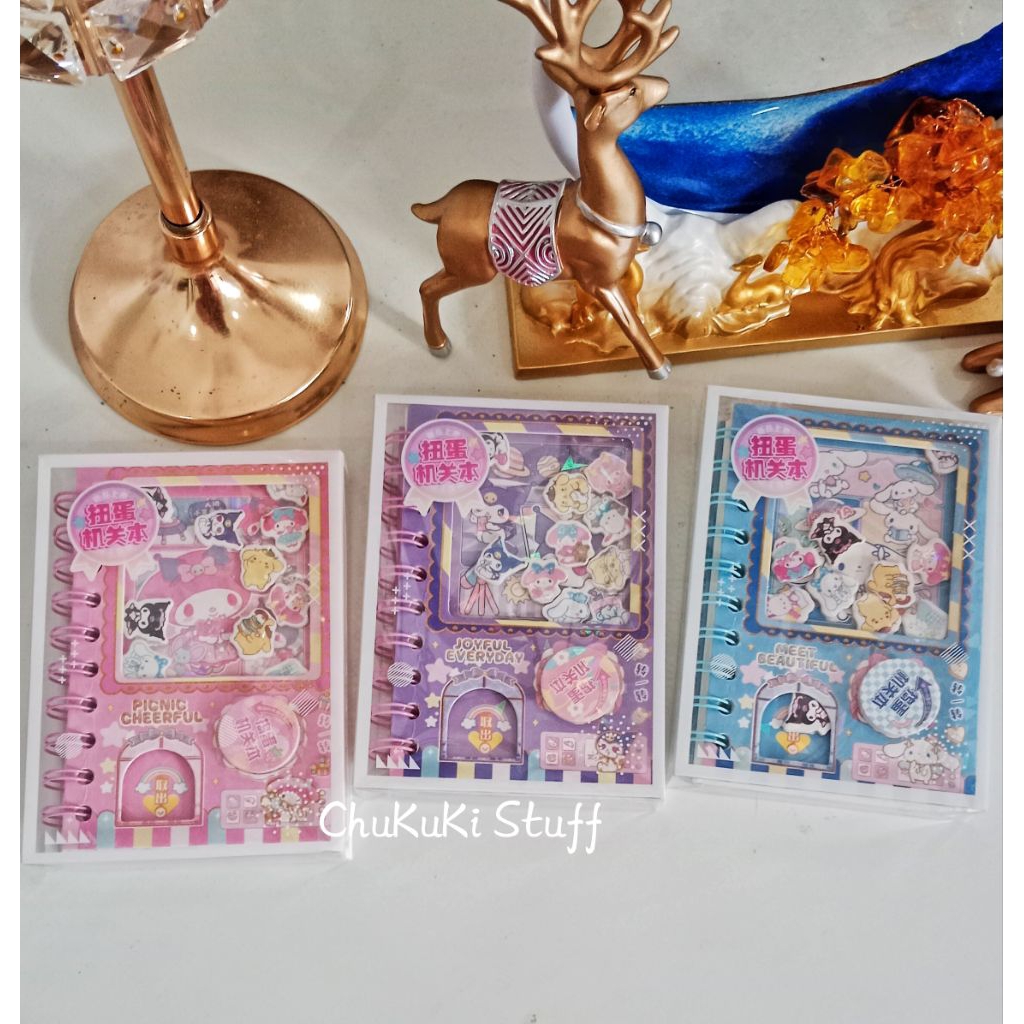 

Notebook ring gachapon cover mainan mesin Gacha Sanrioo kuromii Melody cinnamoroll