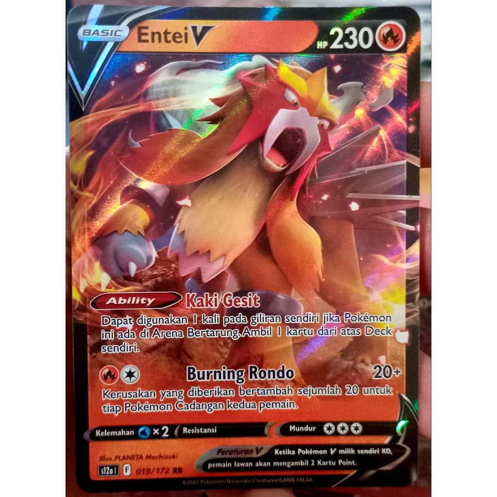 KARTU POKEMON ENTEI V RR INDONESIA HOLO WHITE SPOT