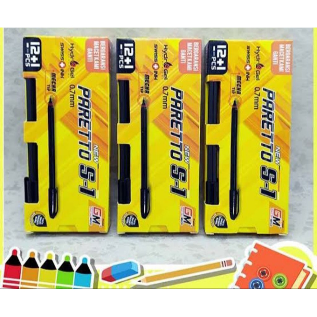 

Pulpen GM PARETTO S-1 Hitam (12pc free 1pc)