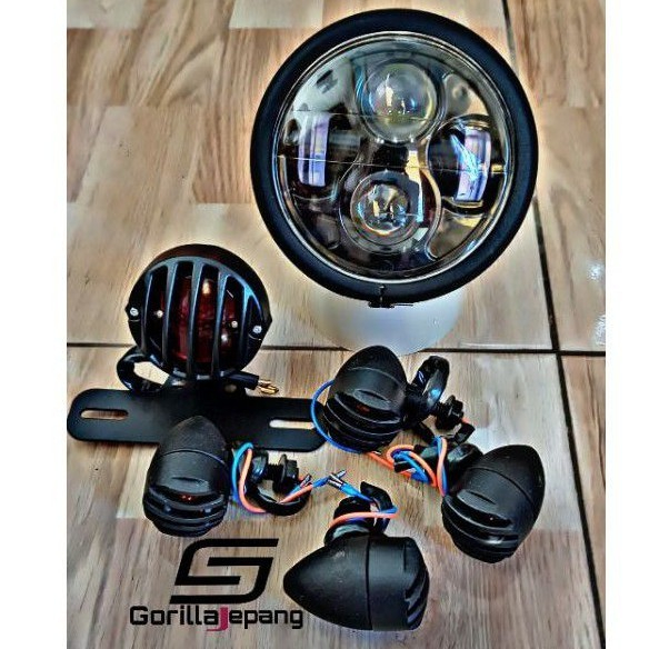 Paket lampu LED bulat motor maker set sen gril stopan grill japstyle gl tiger scorpio thunder custom