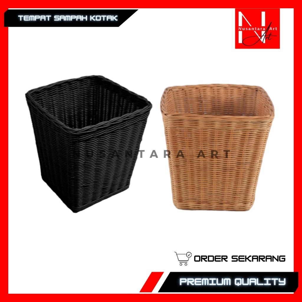 Tempat Sampah Rotan Model Kotak Keranjang Sampah Keranjang Rotan Serbaguna Tempat Sampah Aesthetic