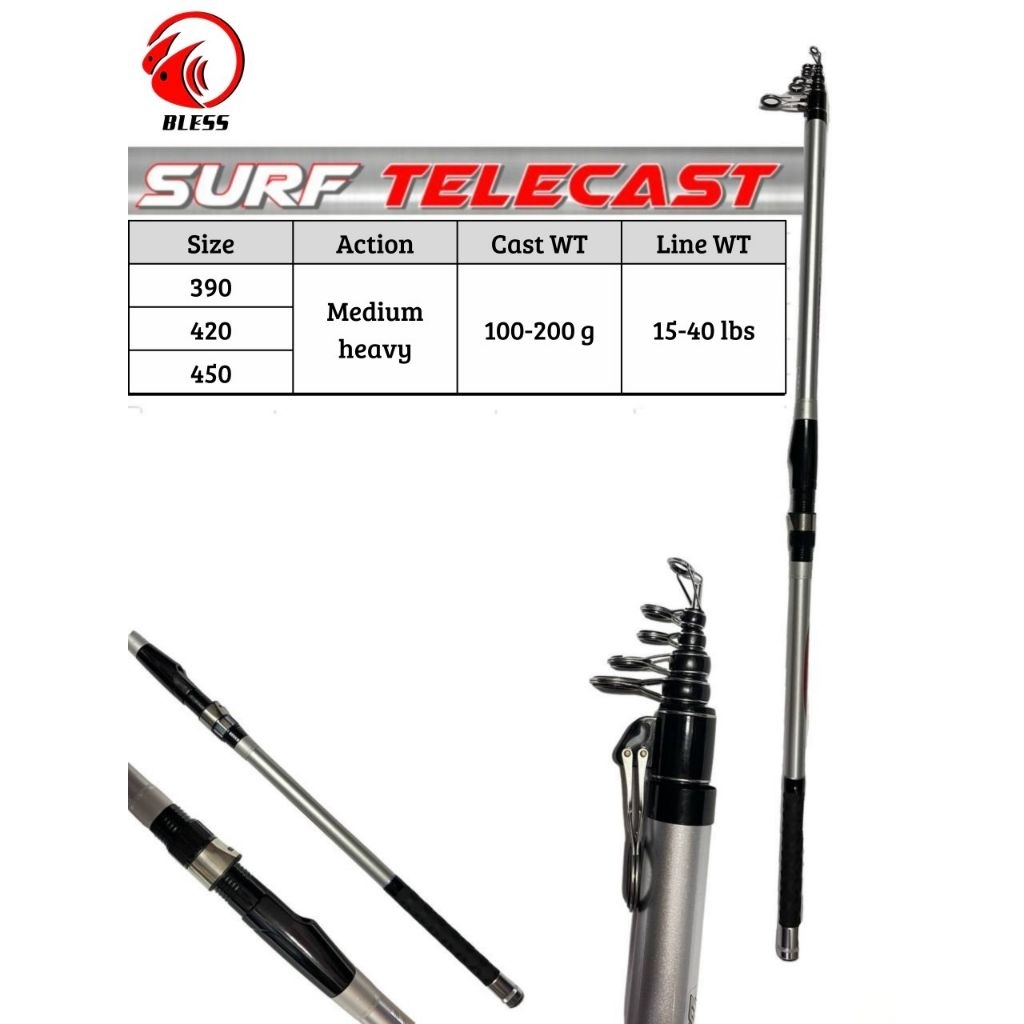 Joran Pasiran TELESCOPIC AXZ SURF TELECAST panjang 390/420/450
