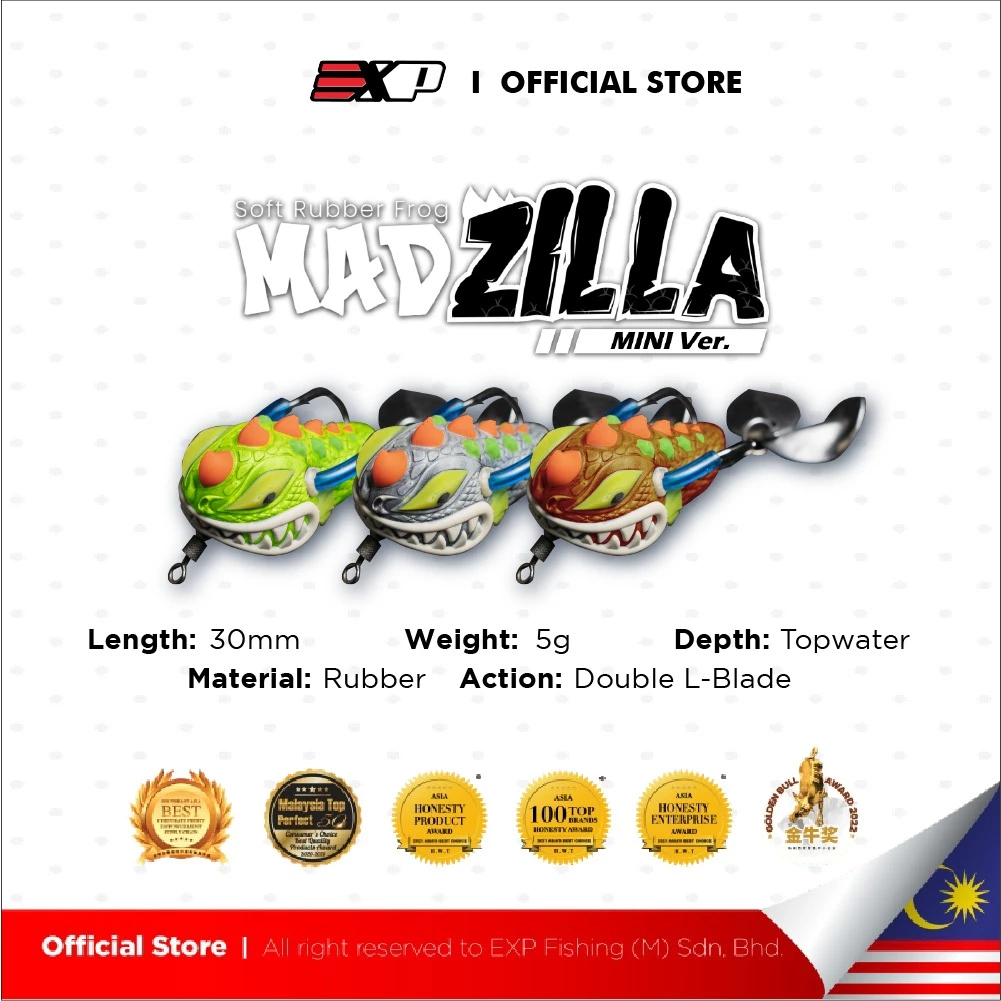 EXP Madzilla Mini Soft Frog umpan casting umpan gabus kodok tiruan umpan tiruan karet asli thailand