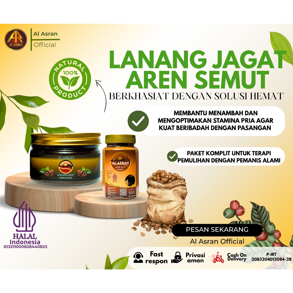 

Kopi Lanang Jagat AL ASRAN Premium Coffee & Gula Aren Semut Al Asran[LANANG JAGAT + GULA AREN SEMUT]