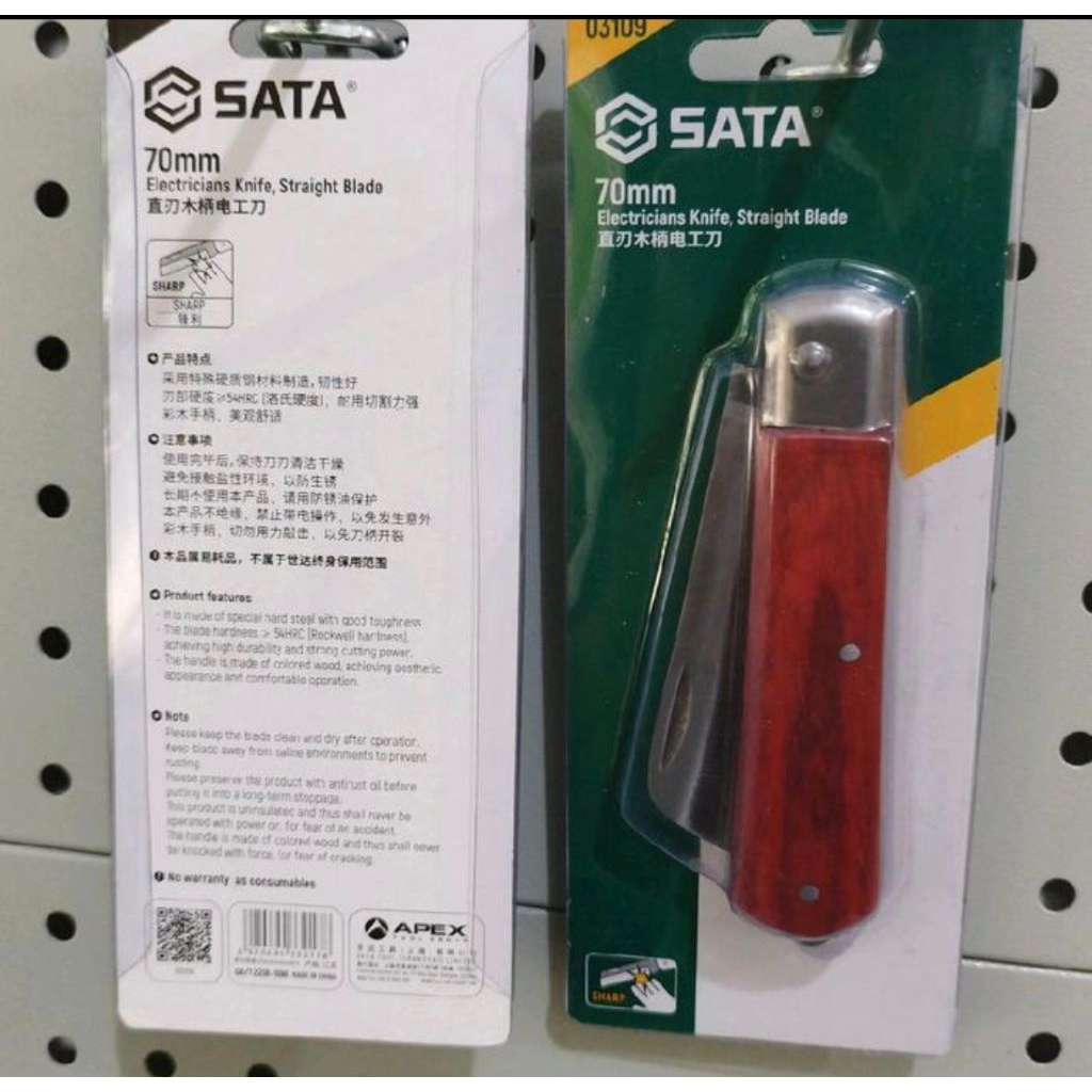 

SATA Pisau Cutter Listrik 03109 Pisau Lipat Electricians Knife Straight Blade 70MM