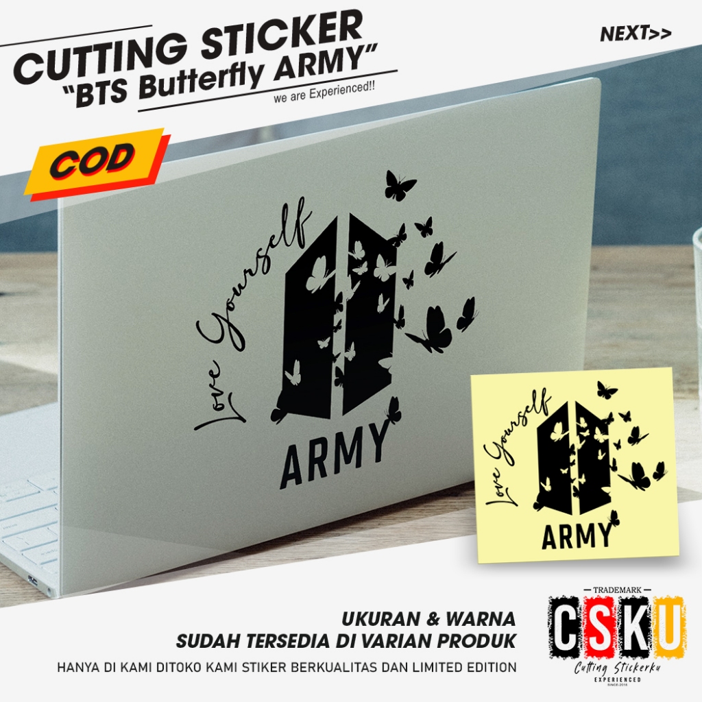Cutting Stiker BTS Butterfly Army Variasi Motor Mobil Sticker Idol Kpop Aksesoris Laptop Kaca Body