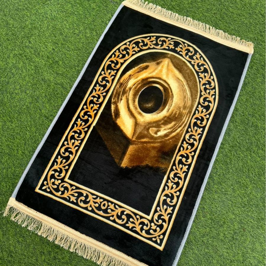 SAJADAH TEBAL RUMBAI ANTI SLIP HITAM HAJAR ASWAD