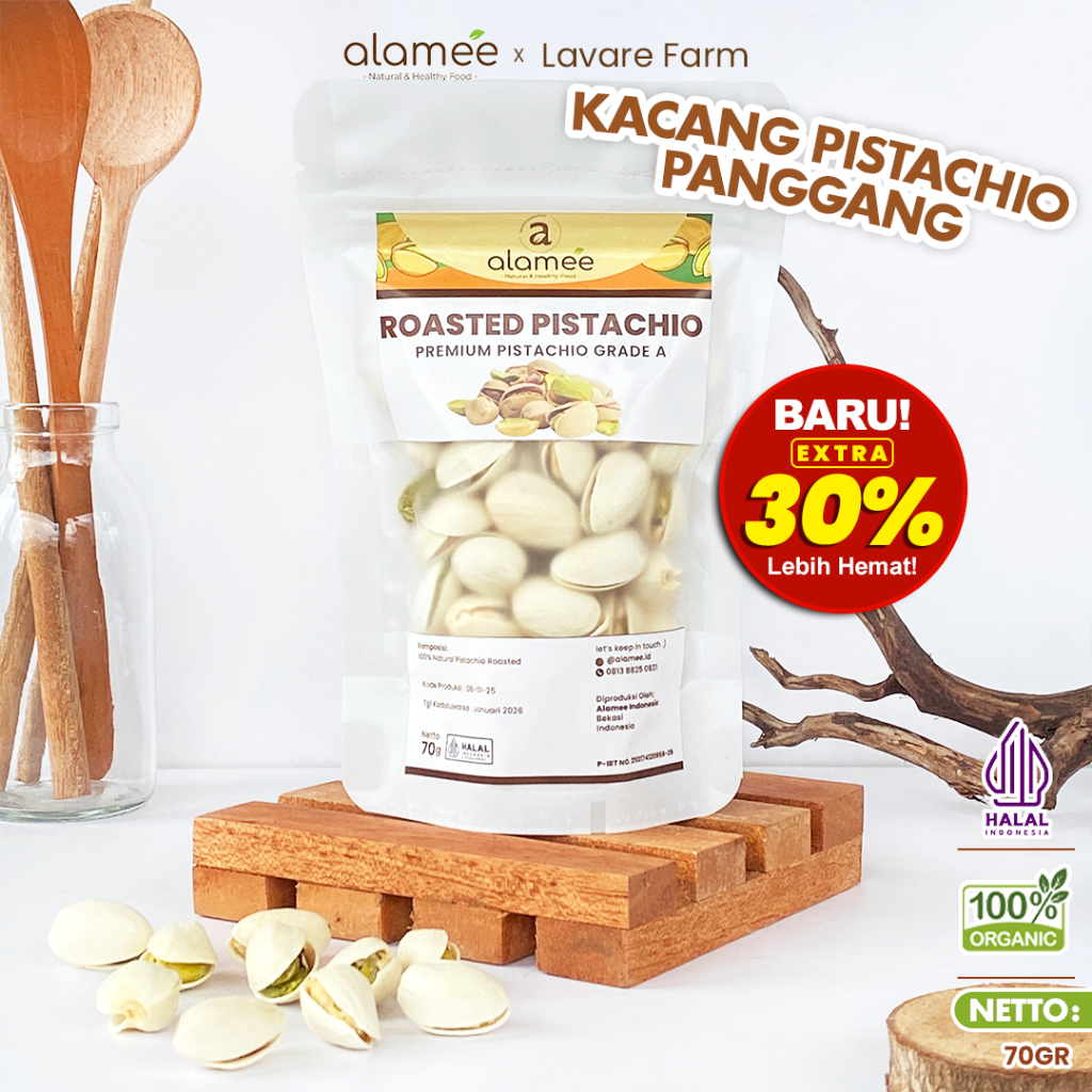 

Kacang Pistachio Premium Roasted Pistacio 70gr Fustuk Panggang Fustuk Organic Dalam Cangkang Renyah