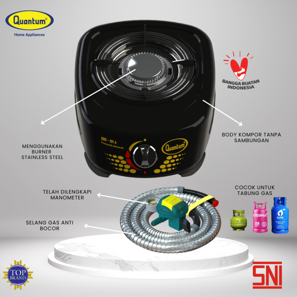 Paket Kompor Quantum 1 Tungku 101 A dan Selang Regulator QRL 142