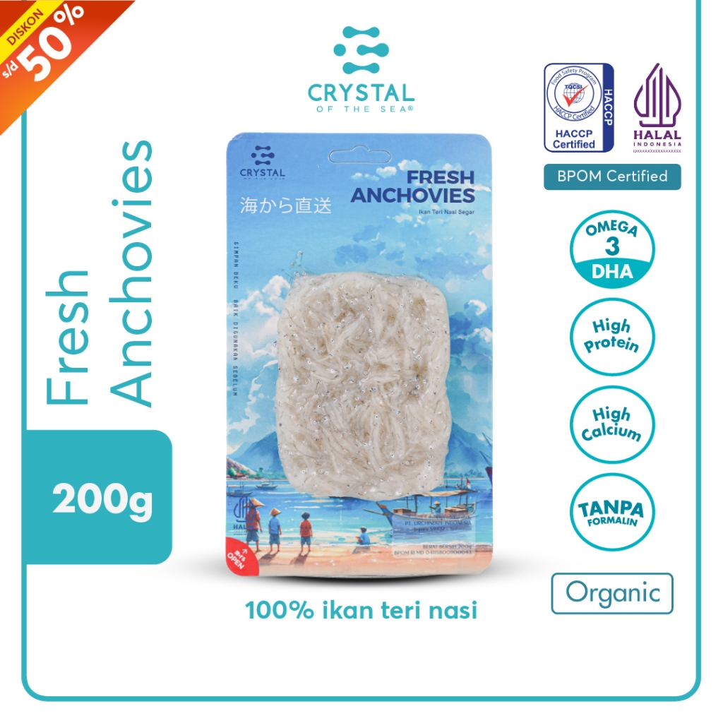 

Crystal of the Sea - Fresh Anchovies 200gr / Ikan Teri Nasi Segar / Teri Medan / MPASI