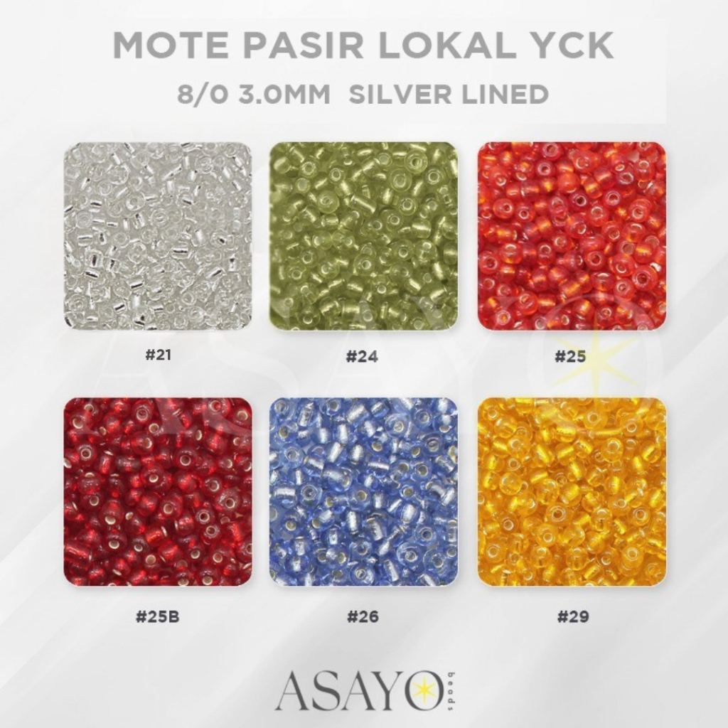 Mote YCK  8/0 Silver Lined Round Glass Beads Manik Pasir, 450gram