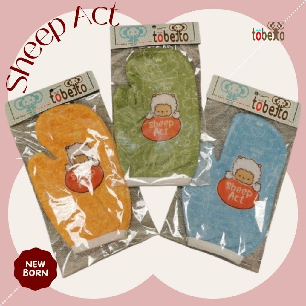 6 Pcs TOBETTO BABY Waslap Sheep Act Bahan Handuk Tebal dan Lembut BISA ORDER LUSINAN GROSIR