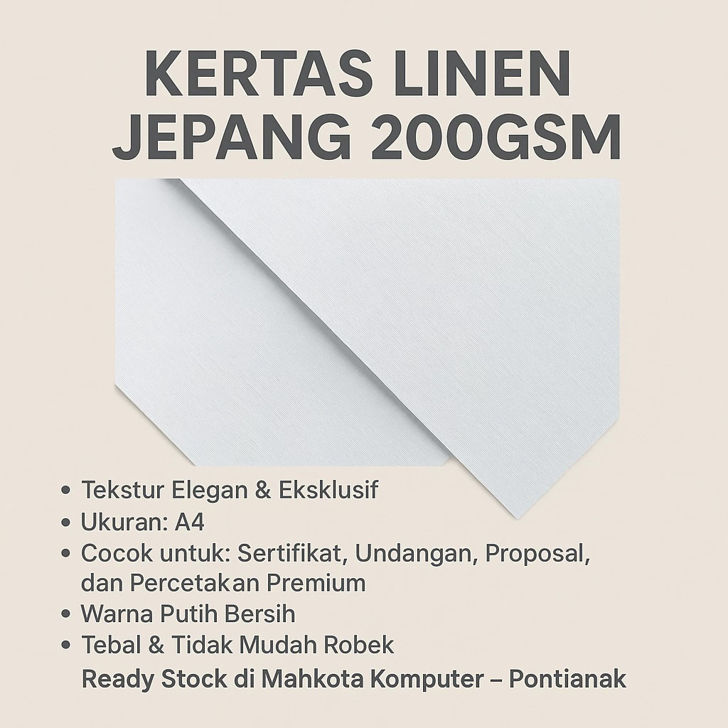 

kertas Linen A4 / kertas Linen Jepang 200GSM Uk A4