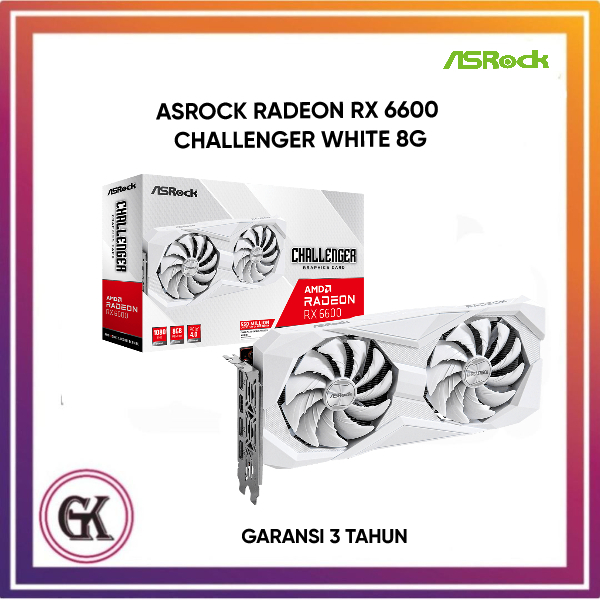VGA ASRock Radeon RX 6600 CHALLENGER WHITE 8GB - RX6600 CLW 8G
