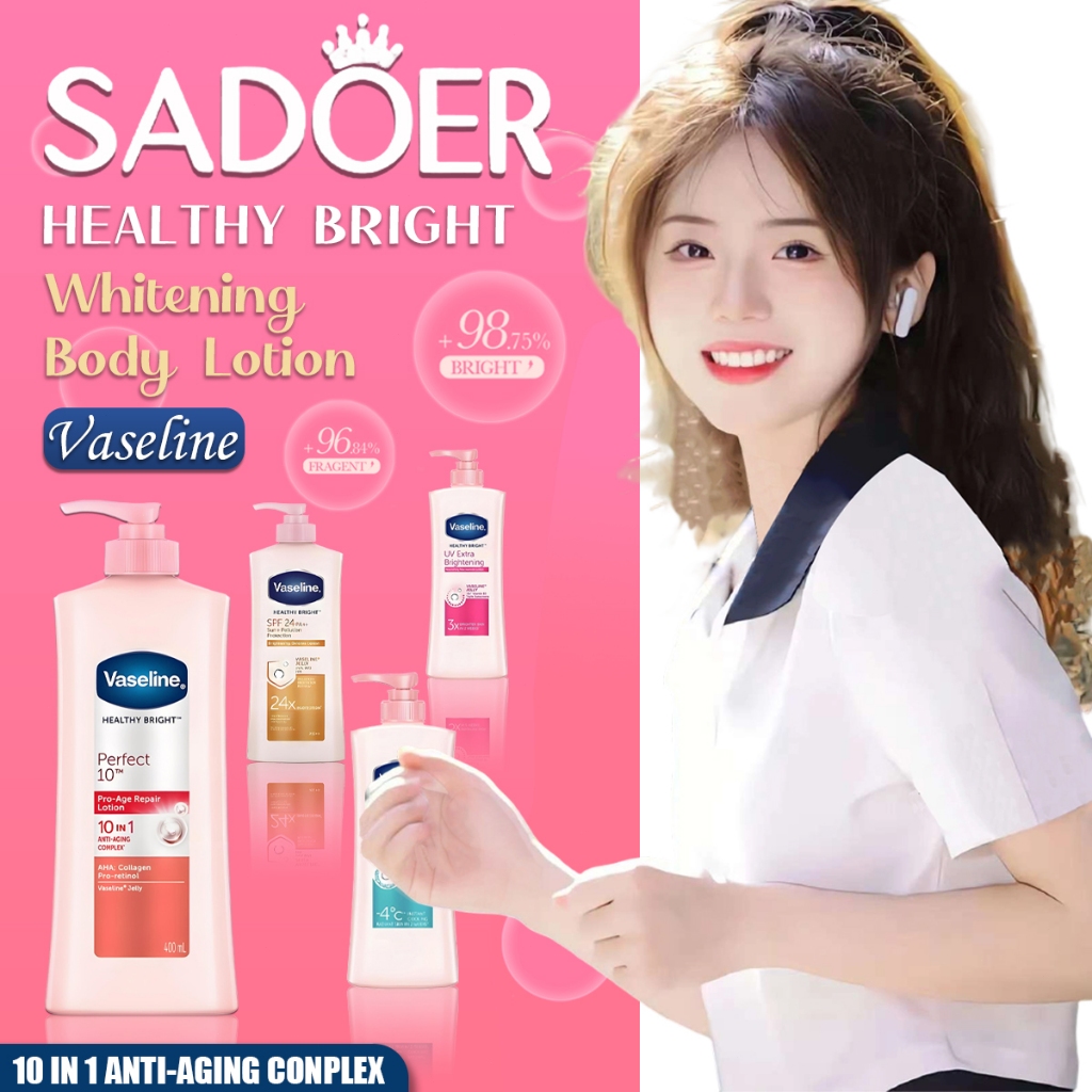 Vaseline Healthy Even Tone with Vitamin B3 and SPF 10 Nicotinamide Permanent Whitening Body Lotion 4