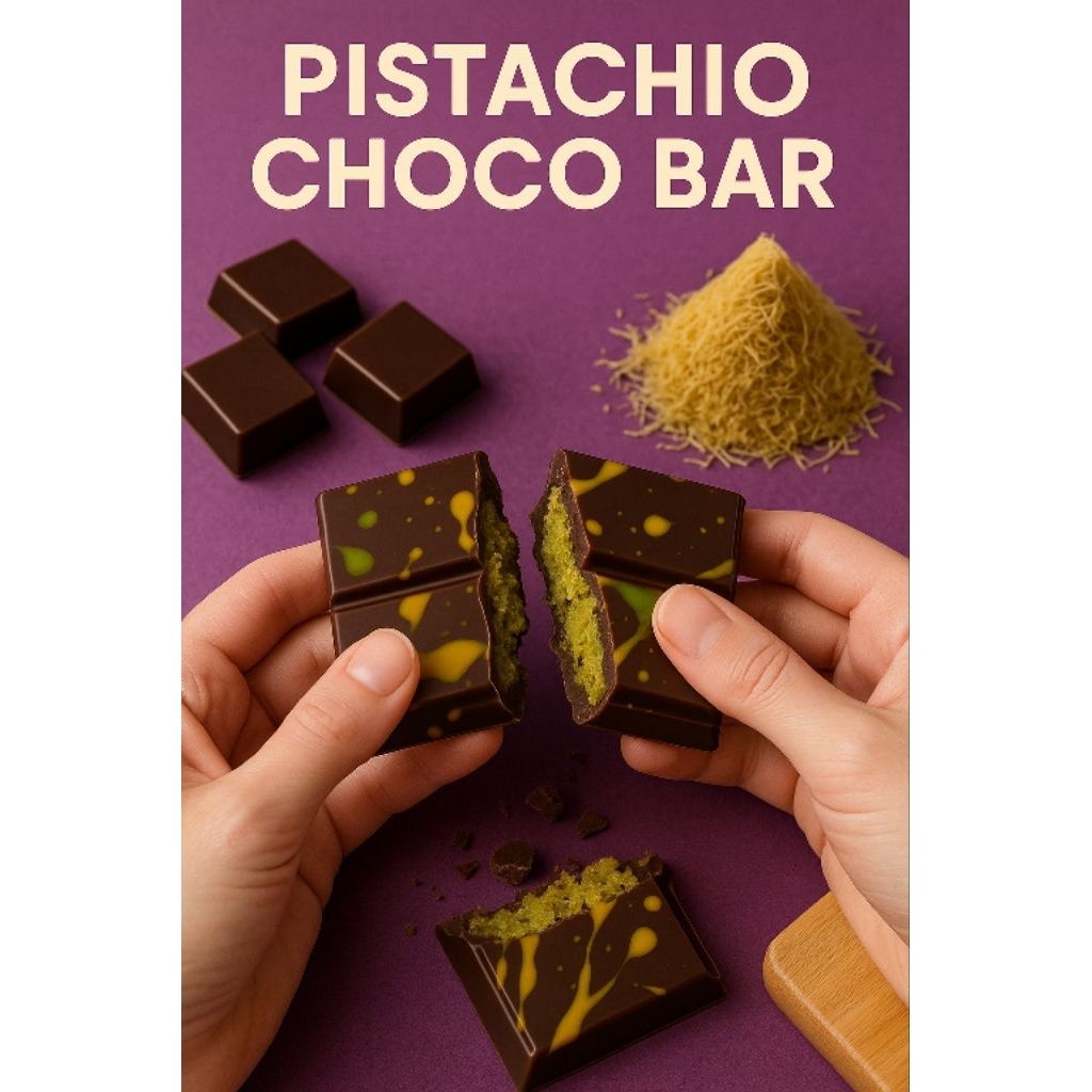 

COKLAT DUBAI PISTACHIO CHOCO BAR by MAGNET TREATS | Dark Chocolate 60% Couverture Pistachio Kataifi Tahini