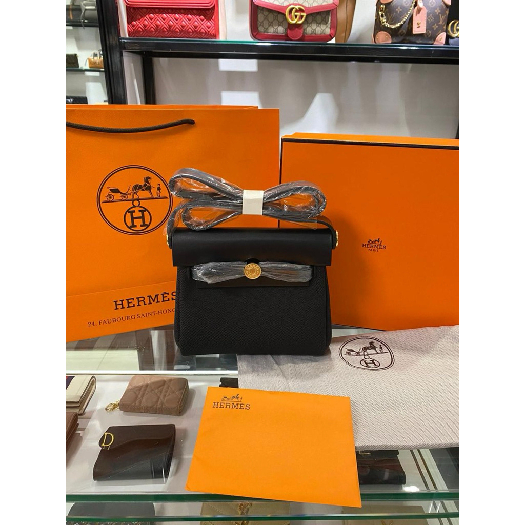 tas wanita mini herbag 20cm canvas super mirror quality