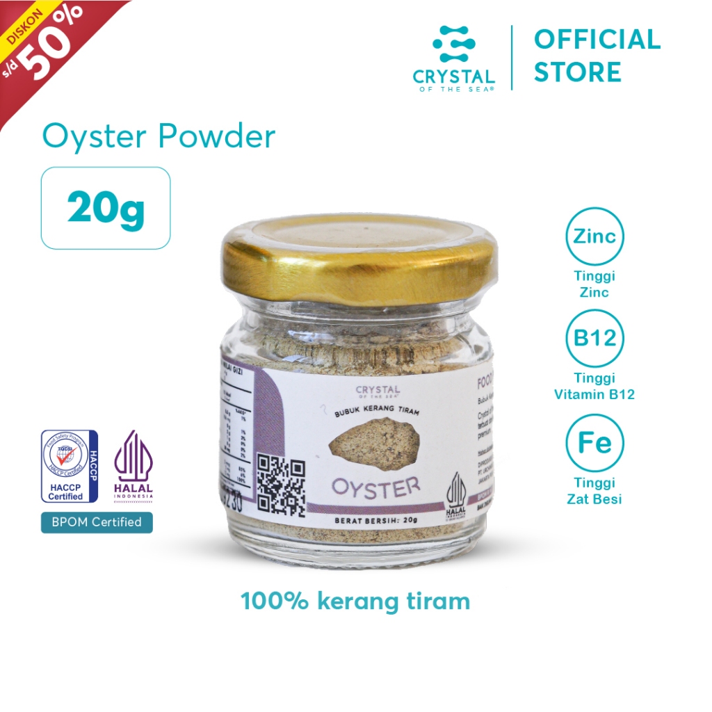 

CRYSTAL OF THE SEA Oyster Bubuk Kerang Tiram Halal BPOM 20GR Serbuk Tabur Food Powder Bumbu Kaldu MPASI Non MSG 092