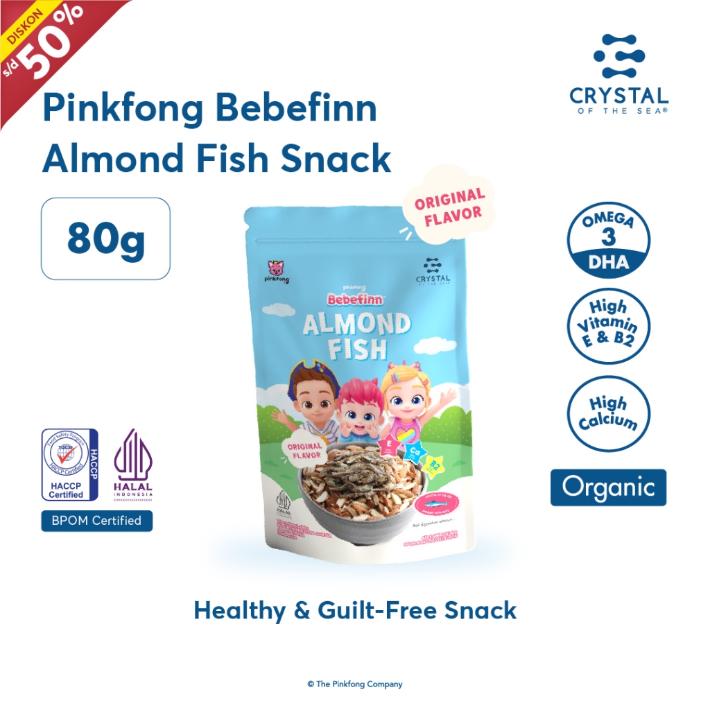 

CRYSTAL OF THE SEA | Pinkfong Bebefinn Almond Fish Snack Original (80GR) Halal Sehat Tanpa MSG dan Pengawet
