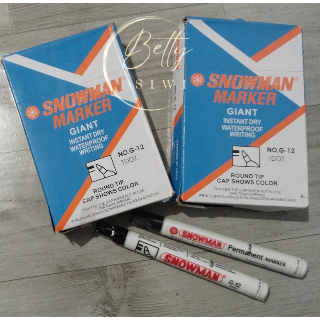 

[LUSINAN] Spidol Permanent merk SNOWMAN marker G-12 Hitam