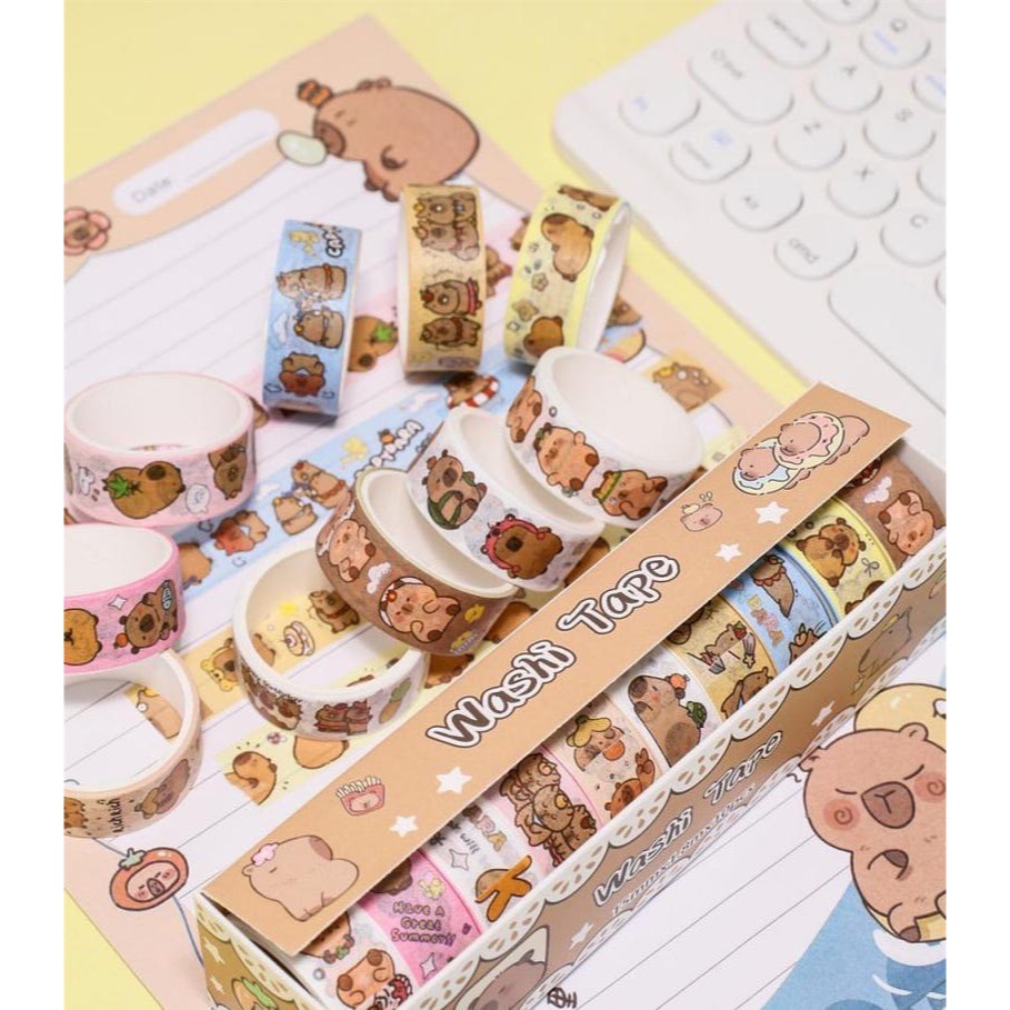

Washi tape isi 10pcs set masking tape isolasi motif import