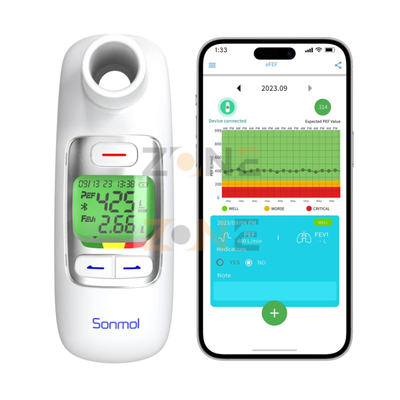 Alat Pengukur Aliran Spirometer Alat Tes Asma Digital dengan Bluetooth COPD PEF FEV1 Epirometer Spir