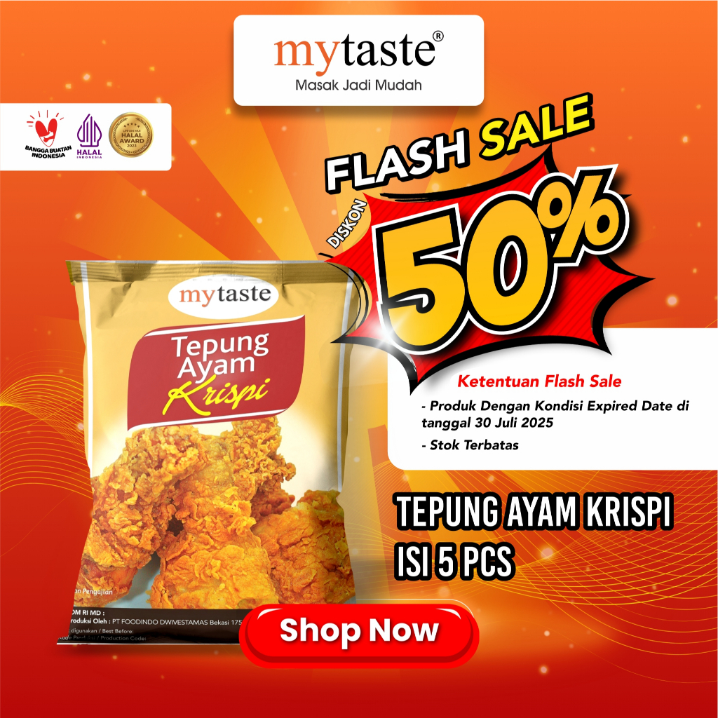 

MYTASTE TEPUNG AYAM KRISPI ISI 5 PCS 100G FLASH SALE BIG DISKON NEAR EXPIRED DATE