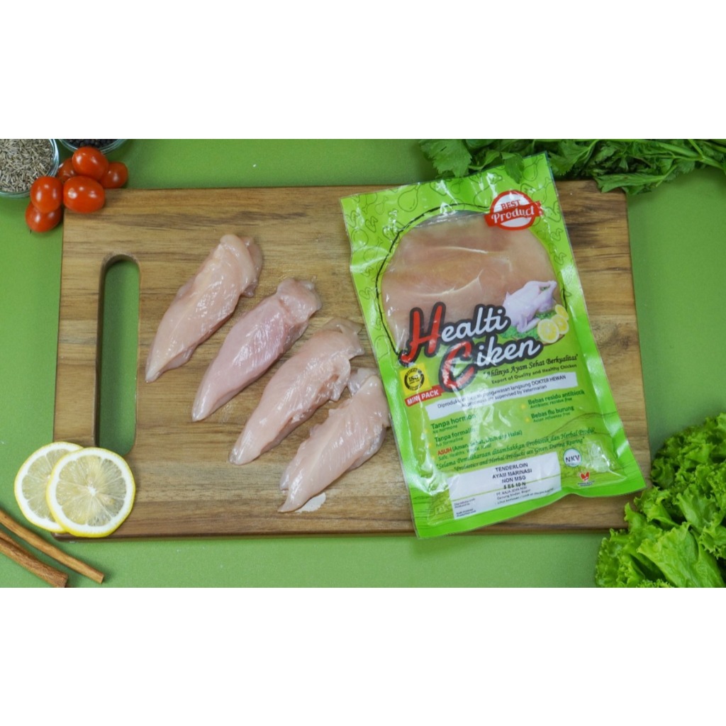 

HEALTI CIKEN Ayam Tenderloin Marinasi | Probiotik & Herbal Produk | Daging Ayam Sehat | Healti Ciken |400 - 500g ram / Pack
