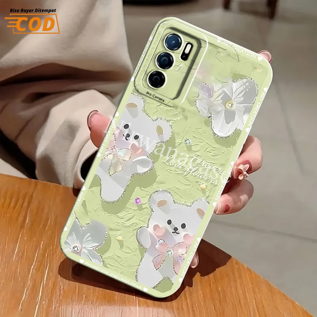 new cassing hp oppo a16 - case oppo a16s - oppo a54s motif bear sillikon pro camera lentur - case