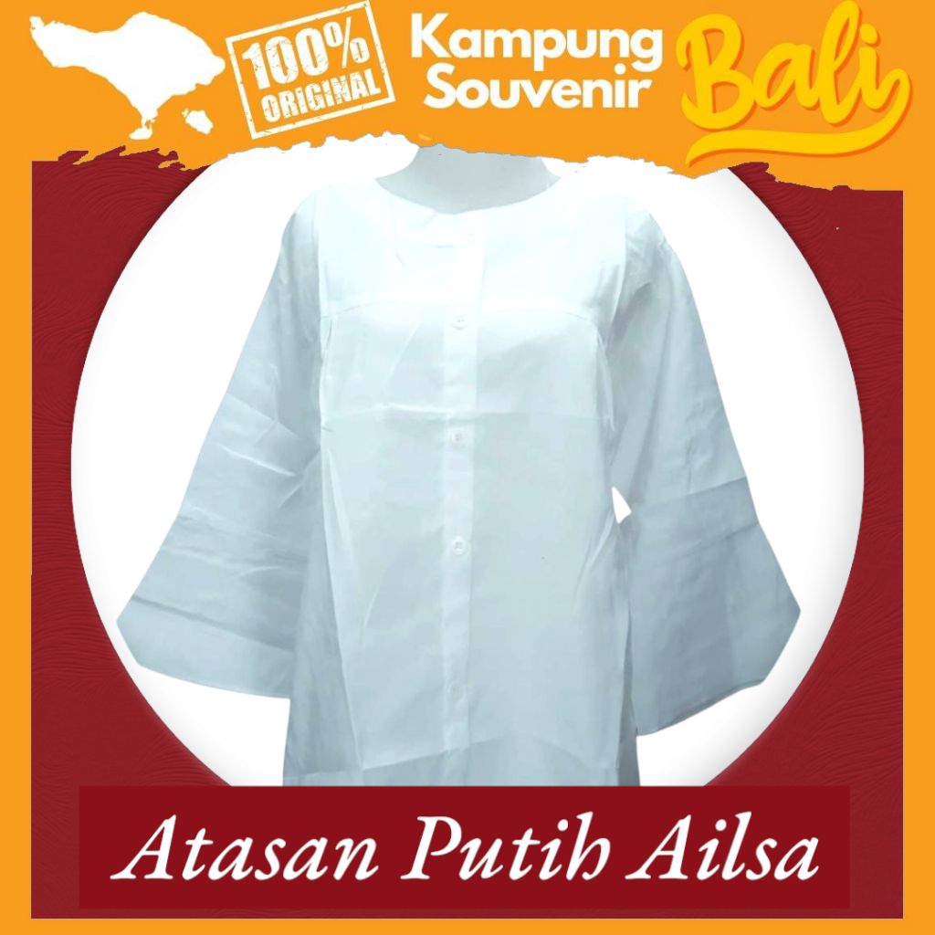Atasan Putih Ailsa Blus Bahan Katun Adem Baju Santai Wanita Oleh Oleh Kampung Souvenir