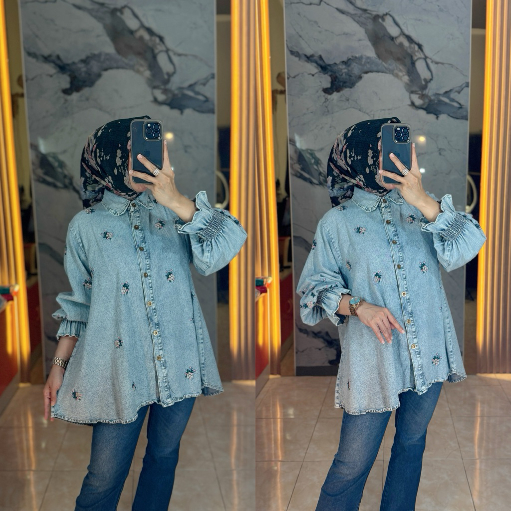 atasan sof jeans||atasan jeans||atan bordir