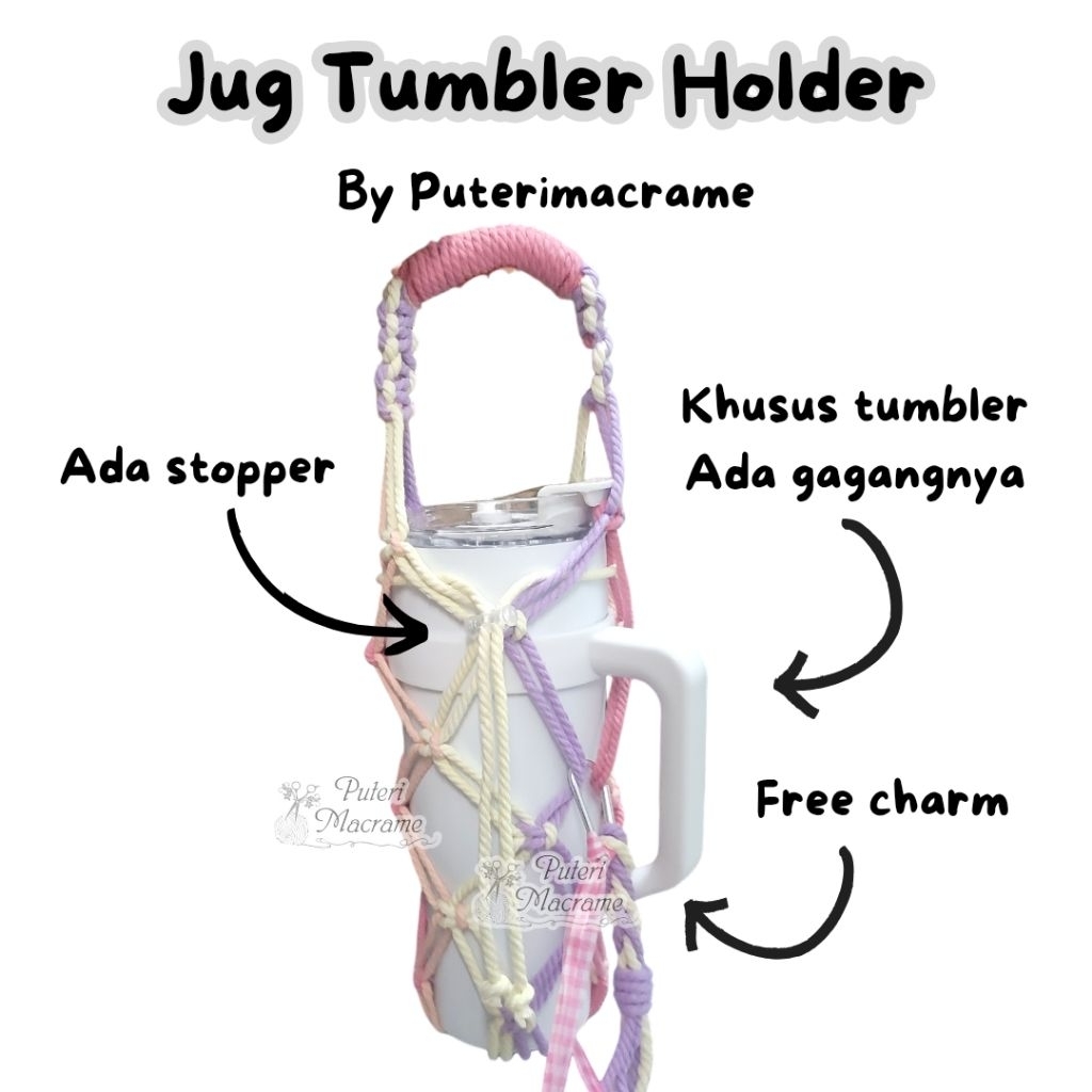 TERMURAH| Jug Tumbler Holder Macrame Jinjing | Tumbler Holder Macrame | Strap Tumbler | Tas Tumbler 